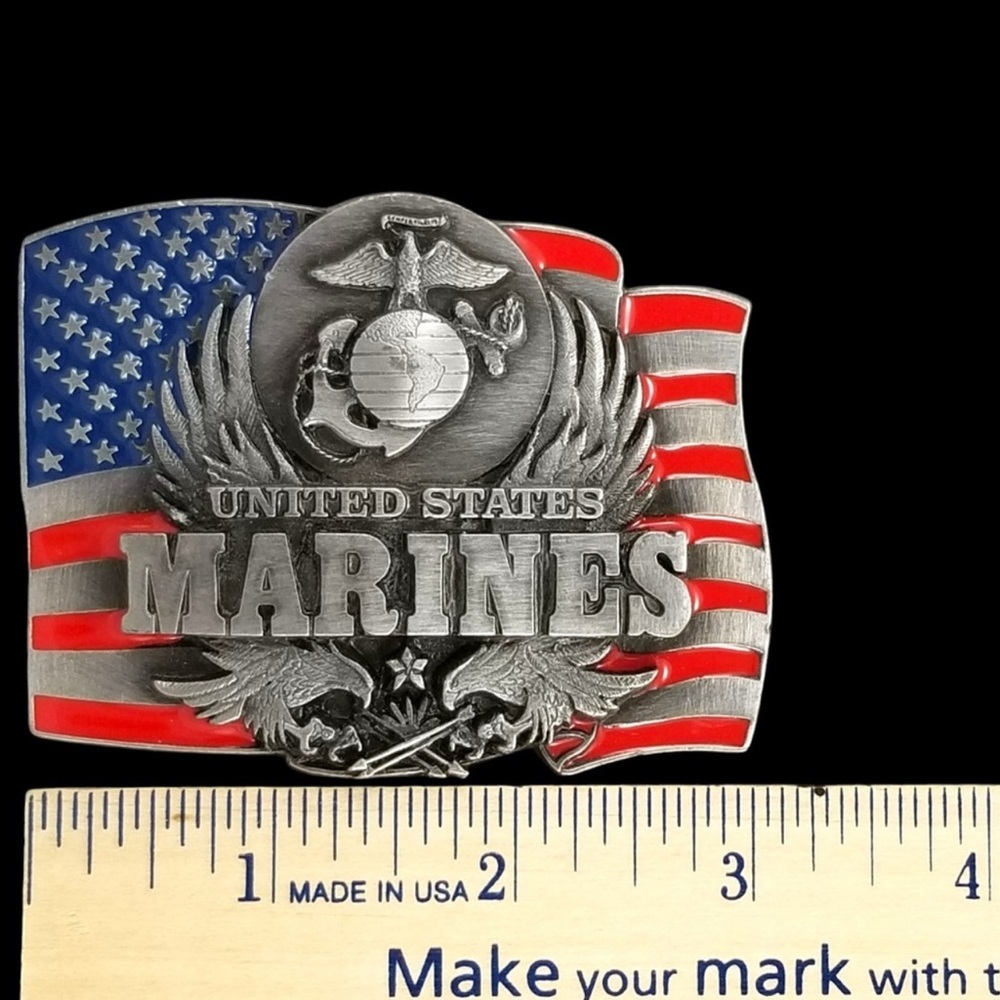 1991 Siskiyou United States Marines Pewter Belt Buckle Eagle Globe Anchor - Picture 9 of 9